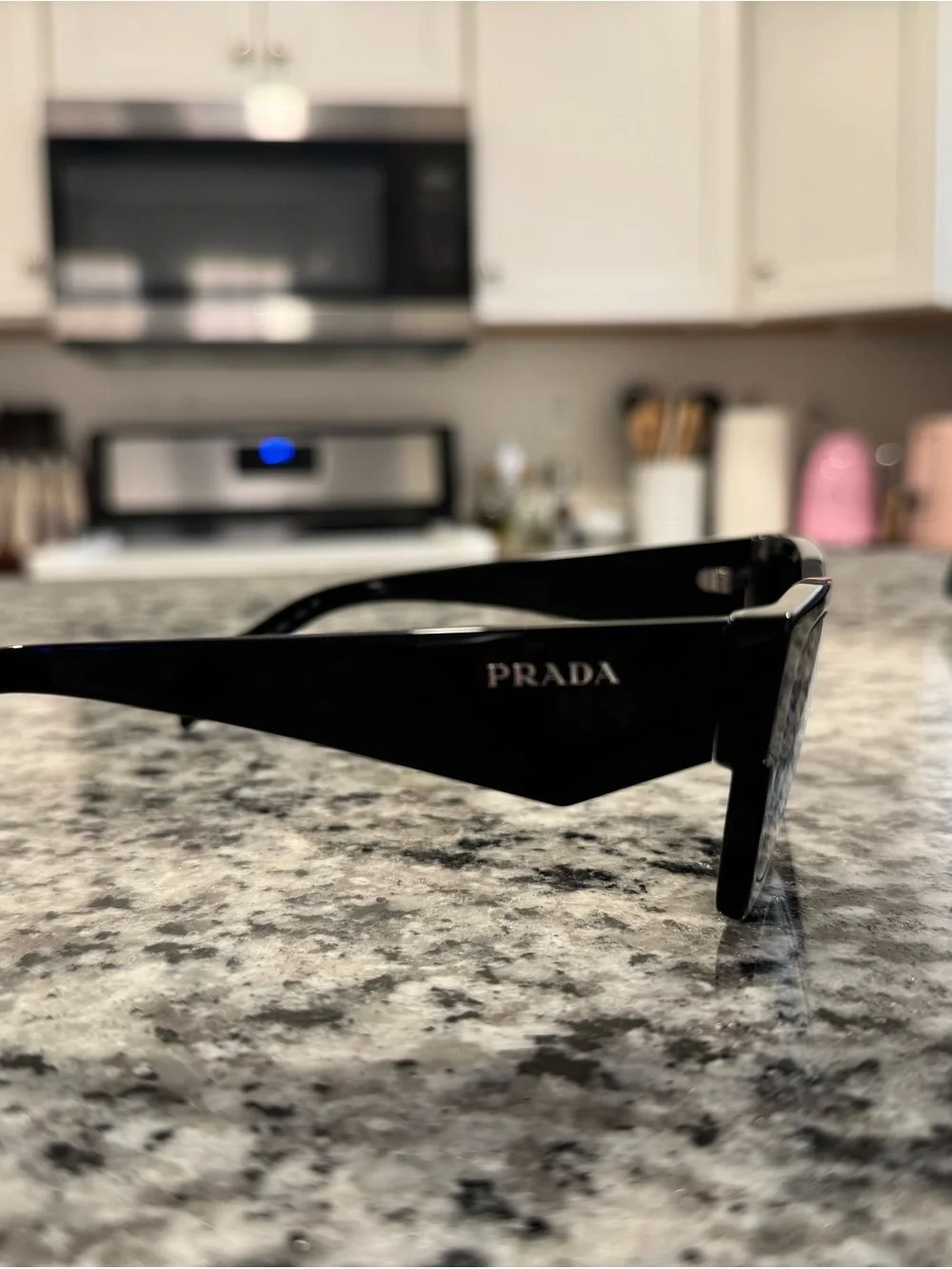 Prada Black Rectangular Oversized Sunglasses